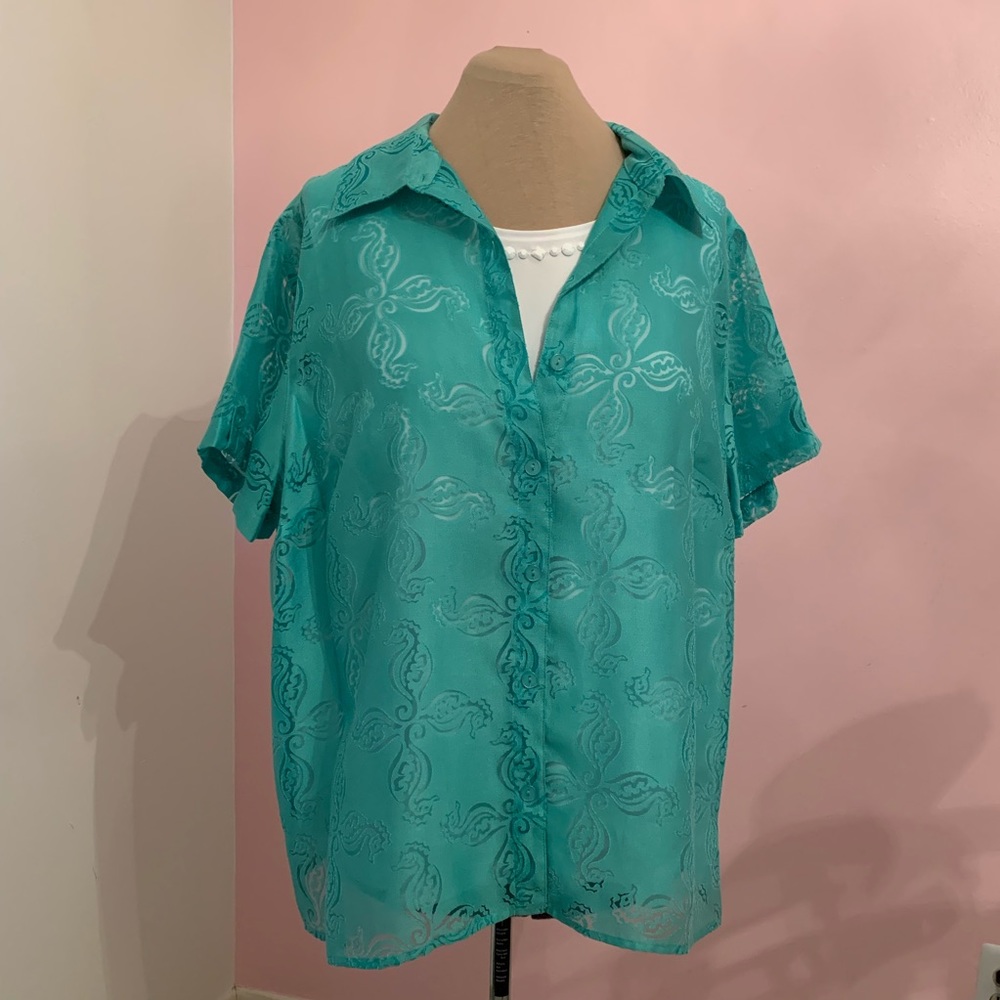 Alfred Dunner short sleeve burnout 2 for 1 blouse